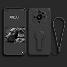 Silikon Hülle Handyhülle Ultra Dünn Schutzhülle Tasche Flexible mit Ständer für Xiaomi Mi 12S Ultra 5G Schwarz