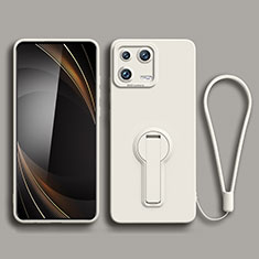 Silikon Hülle Handyhülle Ultra Dünn Schutzhülle Tasche Flexible mit Ständer für Xiaomi Mi 13 Pro 5G Weiß