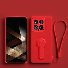 Silikon Hülle Handyhülle Ultra Dünn Schutzhülle Tasche Flexible mit Ständer für Xiaomi Mi 14 Pro 5G Rot
