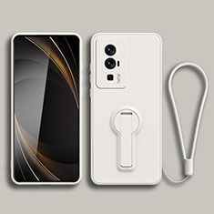 Silikon Hülle Handyhülle Ultra Dünn Schutzhülle Tasche Flexible mit Ständer für Xiaomi Poco F5 Pro 5G Weiß