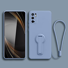 Silikon Hülle Handyhülle Ultra Dünn Schutzhülle Tasche Flexible mit Ständer für Xiaomi Redmi Note 11 SE 5G Lavendel Grau
