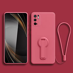 Silikon Hülle Handyhülle Ultra Dünn Schutzhülle Tasche Flexible mit Ständer für Xiaomi Redmi Note 11 SE 5G Pink