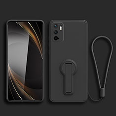 Silikon Hülle Handyhülle Ultra Dünn Schutzhülle Tasche Flexible mit Ständer für Xiaomi Redmi Note 11 SE 5G Schwarz