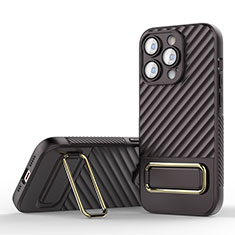 Silikon Hülle Handyhülle Ultra Dünn Schutzhülle Tasche Flexible mit Ständer KC1 für Apple iPhone 13 Pro Max Braun