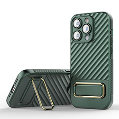 Silikon Hülle Handyhülle Ultra Dünn Schutzhülle Tasche Flexible mit Ständer KC1 für Apple iPhone 13 Pro Max Grün