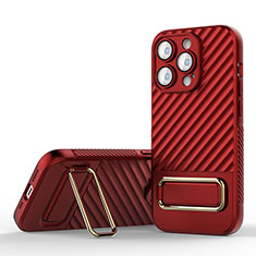 Silikon Hülle Handyhülle Ultra Dünn Schutzhülle Tasche Flexible mit Ständer KC1 für Apple iPhone 13 Pro Max Rot