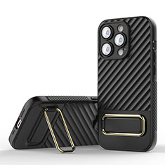 Silikon Hülle Handyhülle Ultra Dünn Schutzhülle Tasche Flexible mit Ständer KC1 für Apple iPhone 13 Pro Max Schwarz