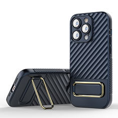 Silikon Hülle Handyhülle Ultra Dünn Schutzhülle Tasche Flexible mit Ständer KC1 für Apple iPhone 14 Pro Blau