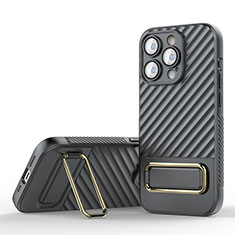 Silikon Hülle Handyhülle Ultra Dünn Schutzhülle Tasche Flexible mit Ständer KC1 für Apple iPhone 14 Pro Max Grau