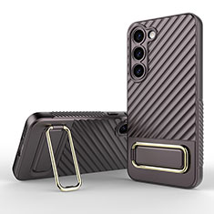Silikon Hülle Handyhülle Ultra Dünn Schutzhülle Tasche Flexible mit Ständer KC1 für Samsung Galaxy S22 5G Braun