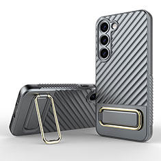 Silikon Hülle Handyhülle Ultra Dünn Schutzhülle Tasche Flexible mit Ständer KC1 für Samsung Galaxy S22 5G Grau