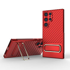 Silikon Hülle Handyhülle Ultra Dünn Schutzhülle Tasche Flexible mit Ständer KC1 für Samsung Galaxy S22 Ultra 5G Rot