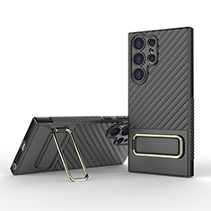 Silikon Hülle Handyhülle Ultra Dünn Schutzhülle Tasche Flexible mit Ständer KC1 für Samsung Galaxy S22 Ultra 5G Schwarz