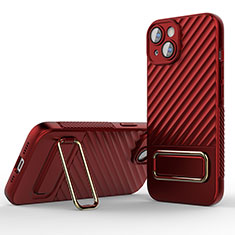 Silikon Hülle Handyhülle Ultra Dünn Schutzhülle Tasche Flexible mit Ständer KC2 für Apple iPhone 14 Plus Rot