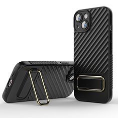 Silikon Hülle Handyhülle Ultra Dünn Schutzhülle Tasche Flexible mit Ständer KC2 für Apple iPhone 14 Plus Schwarz