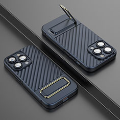 Silikon Hülle Handyhülle Ultra Dünn Schutzhülle Tasche Flexible mit Ständer KC2 für Apple iPhone 14 Pro Max Blau