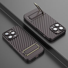 Silikon Hülle Handyhülle Ultra Dünn Schutzhülle Tasche Flexible mit Ständer KC2 für Apple iPhone 14 Pro Max Braun