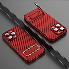 Silikon Hülle Handyhülle Ultra Dünn Schutzhülle Tasche Flexible mit Ständer KC2 für Apple iPhone 14 Pro Max Rot