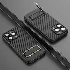 Silikon Hülle Handyhülle Ultra Dünn Schutzhülle Tasche Flexible mit Ständer KC2 für Apple iPhone 14 Pro Max Schwarz
