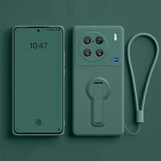 Silikon Hülle Handyhülle Ultra Dünn Schutzhülle Tasche Flexible mit Ständer S01 für Vivo X90 Pro 5G Nachtgrün