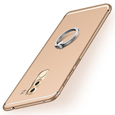 Silikon Hülle Handyhülle Ultra Dünn Schutzhülle Tasche Silikon mit Fingerring Ständer für Huawei Honor 6X Gold