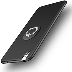 Silikon Hülle Handyhülle Ultra Dünn Schutzhülle Tasche Silikon mit Fingerring Ständer für Huawei Honor 7i shot X Schwarz