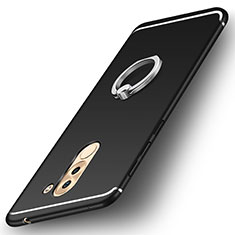 Silikon Hülle Handyhülle Ultra Dünn Schutzhülle Tasche Silikon mit Fingerring Ständer für Huawei Mate 9 Lite Schwarz