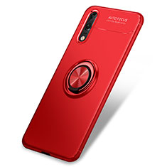 Silikon Hülle Handyhülle Ultra Dünn Schutzhülle Tasche Silikon mit Fingerring Ständer für Huawei P20 Rot