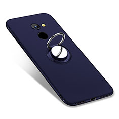 Silikon Hülle Handyhülle Ultra Dünn Schutzhülle Tasche Silikon mit Fingerring Ständer für Huawei Y7 Prime Blau