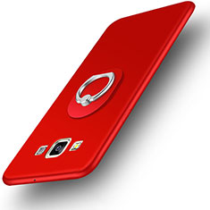 Silikon Hülle Handyhülle Ultra Dünn Schutzhülle Tasche Silikon mit Fingerring Ständer für Samsung Galaxy A3 Duos SM-A300F Rot