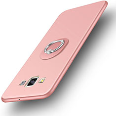 Silikon Hülle Handyhülle Ultra Dünn Schutzhülle Tasche Silikon mit Fingerring Ständer für Samsung Galaxy A3 SM-300F Rosegold