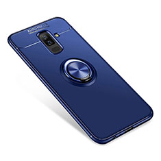 Silikon Hülle Handyhülle Ultra Dünn Schutzhülle Tasche Silikon mit Fingerring Ständer für Samsung Galaxy A9 Star Lite Blau
