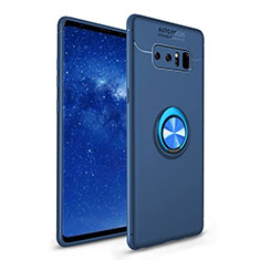Silikon Hülle Handyhülle Ultra Dünn Schutzhülle Tasche Silikon mit Fingerring Ständer für Samsung Galaxy Note 8 Duos N950F Blau