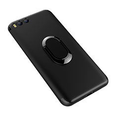 Silikon Hülle Handyhülle Ultra Dünn Schutzhülle Tasche Silikon mit Fingerring Ständer für Xiaomi Mi 6 Schwarz