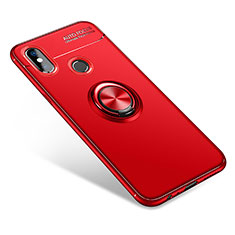 Silikon Hülle Handyhülle Ultra Dünn Schutzhülle Tasche Silikon mit Fingerring Ständer für Xiaomi Mi 6X Rot