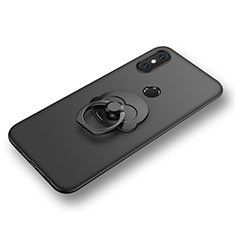 Silikon Hülle Handyhülle Ultra Dünn Schutzhülle Tasche Silikon mit Fingerring Ständer für Xiaomi Mi 8 SE Schwarz