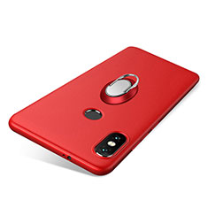 Silikon Hülle Handyhülle Ultra Dünn Schutzhülle Tasche Silikon mit Fingerring Ständer für Xiaomi Redmi Note 5 Pro Rot