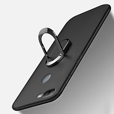 Silikon Hülle Handyhülle Ultra Dünn Schutzhülle Tasche Silikon mit Magnetisch Fingerring Ständer A01 für Huawei Honor 9 Lite Schwarz