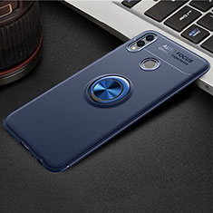 Silikon Hülle Handyhülle Ultra Dünn Schutzhülle Tasche Silikon mit Magnetisch Fingerring Ständer A01 für Huawei Honor V10 Lite Blau