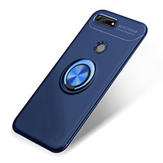 Silikon Hülle Handyhülle Ultra Dünn Schutzhülle Tasche Silikon mit Magnetisch Fingerring Ständer A01 für Huawei Honor View 20 Blau