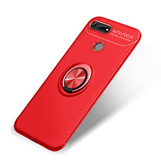 Silikon Hülle Handyhülle Ultra Dünn Schutzhülle Tasche Silikon mit Magnetisch Fingerring Ständer A01 für Huawei Honor View 20 Rot