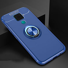 Silikon Hülle Handyhülle Ultra Dünn Schutzhülle Tasche Silikon mit Magnetisch Fingerring Ständer A01 für Huawei Mate 30 Lite Blau