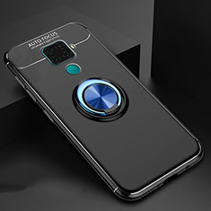 Silikon Hülle Handyhülle Ultra Dünn Schutzhülle Tasche Silikon mit Magnetisch Fingerring Ständer A01 für Huawei Mate 30 Lite Blau und Schwarz