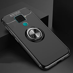 Silikon Hülle Handyhülle Ultra Dünn Schutzhülle Tasche Silikon mit Magnetisch Fingerring Ständer A01 für Huawei Nova 5i Pro Schwarz