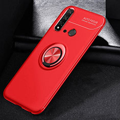 Silikon Hülle Handyhülle Ultra Dünn Schutzhülle Tasche Silikon mit Magnetisch Fingerring Ständer A01 für Huawei Nova 5i Rot