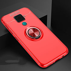 Silikon Hülle Handyhülle Ultra Dünn Schutzhülle Tasche Silikon mit Magnetisch Fingerring Ständer A01 für Huawei Nova 5z Rot