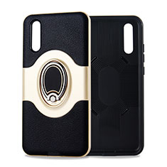 Silikon Hülle Handyhülle Ultra Dünn Schutzhülle Tasche Silikon mit Magnetisch Fingerring Ständer A01 für Huawei P20 Gold