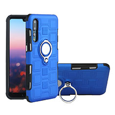 Silikon Hülle Handyhülle Ultra Dünn Schutzhülle Tasche Silikon mit Magnetisch Fingerring Ständer A01 für Huawei P20 Pro Blau