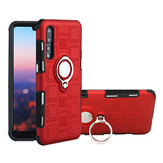 Silikon Hülle Handyhülle Ultra Dünn Schutzhülle Tasche Silikon mit Magnetisch Fingerring Ständer A01 für Huawei P20 Pro Rot