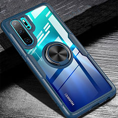 Silikon Hülle Handyhülle Ultra Dünn Schutzhülle Tasche Silikon mit Magnetisch Fingerring Ständer A01 für Huawei P30 Pro New Edition Blau